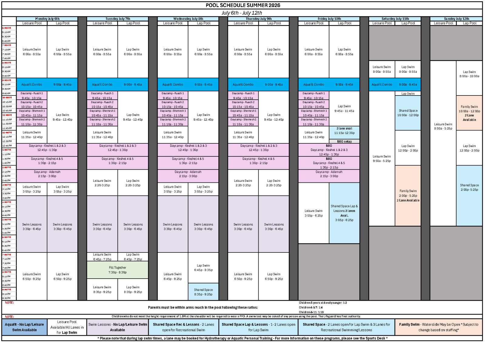 Pool Schedule July 6-12- final