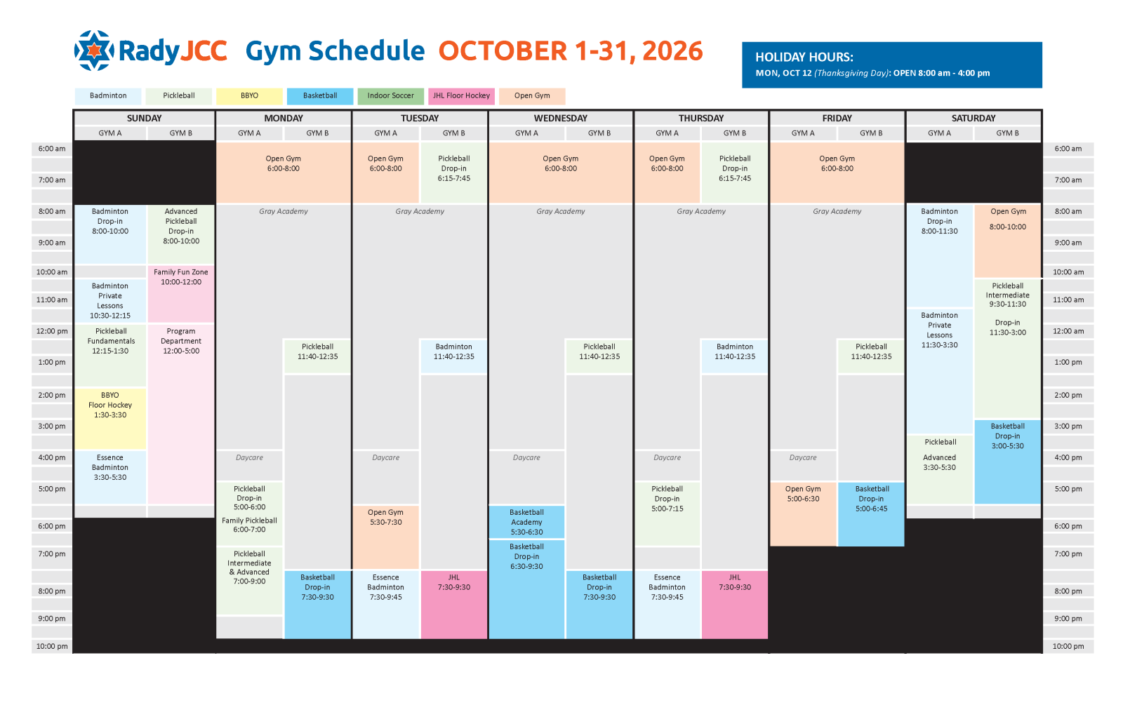 Gym Oct 1-31